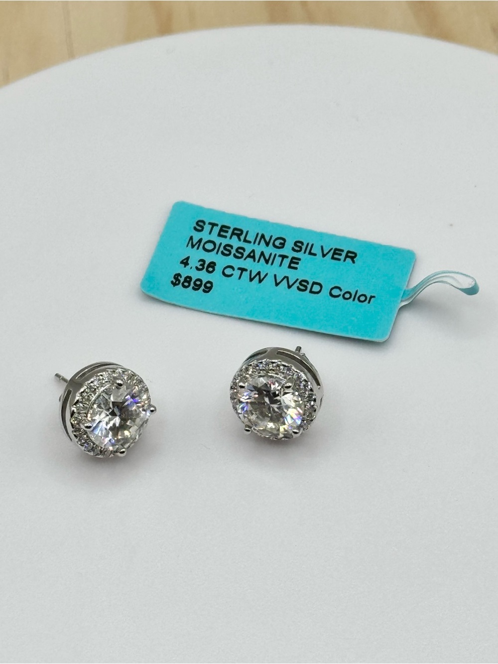 Sterling Silver Moissanite Halo Stud Earrings in Silver